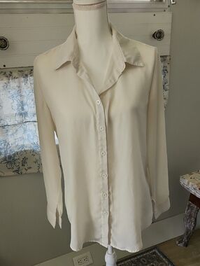 Women's Cream Button-Down Blouse